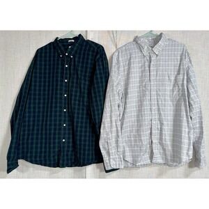 J Crew Shirt Men's XXL Slim Plaid Oxford Secret Wash Long Sleeve Button LOT‎